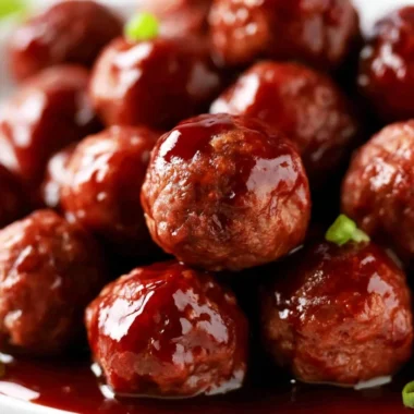 Crockpot BBQ meatballs with three ingredients in a slow cooker