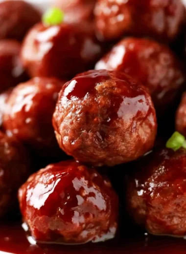 Crockpot BBQ meatballs with three ingredients in a slow cooker