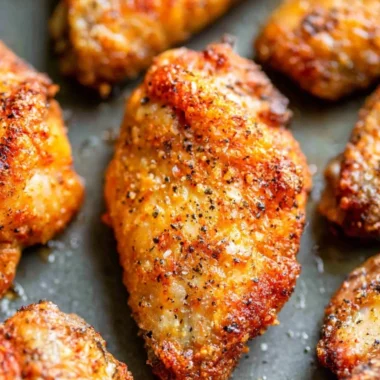 Homemade crispy chicken wings baked in the oven for a delicious snack.