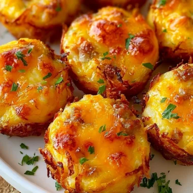 Delicious Sausage Hashbrown Bites served on a white plate